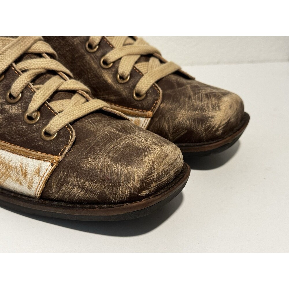 JOHN FLUEVOG Distressed Leather Shoes Sz 11 Brown Tough Love Sucks Unique Artsy - Picture 8 of 16